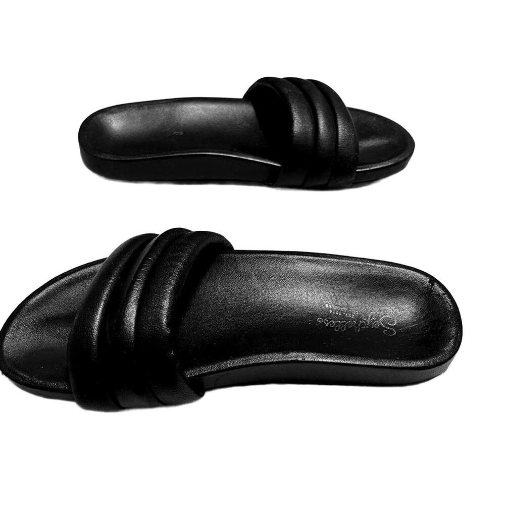 Seychelles "The Little Things" Black Puffy Leather Slides Size 7 - Picture 3 of 6